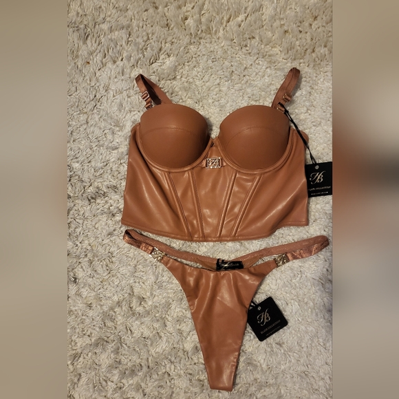 NWT Honey Birdette Emily Leatherette toffee bustier 34C - Picture 4 of 6